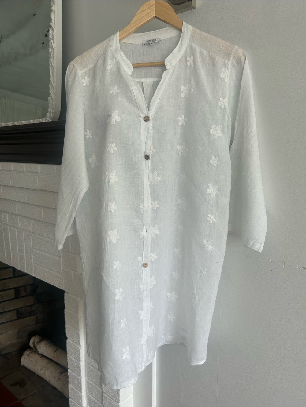 Rosemarine White Embroidered Linen Blouse